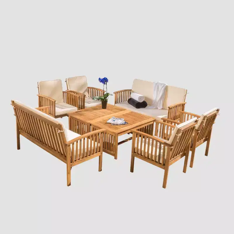 Carolina 8pc Acacia Patio Set - Brown Patina/Cream - Christopher Knight Home