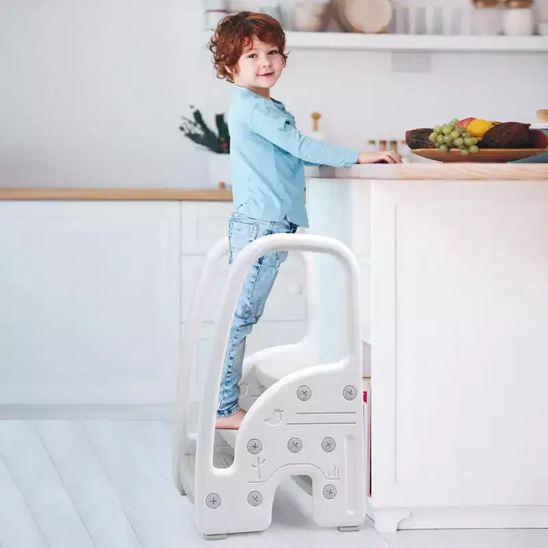 TROPOW Toddler Step Stool, Kids Step Stool with Handles Sides, Plastic 3 Step Stool for Bathroom Sink,Kitchen Counter,Toilet Potty Training