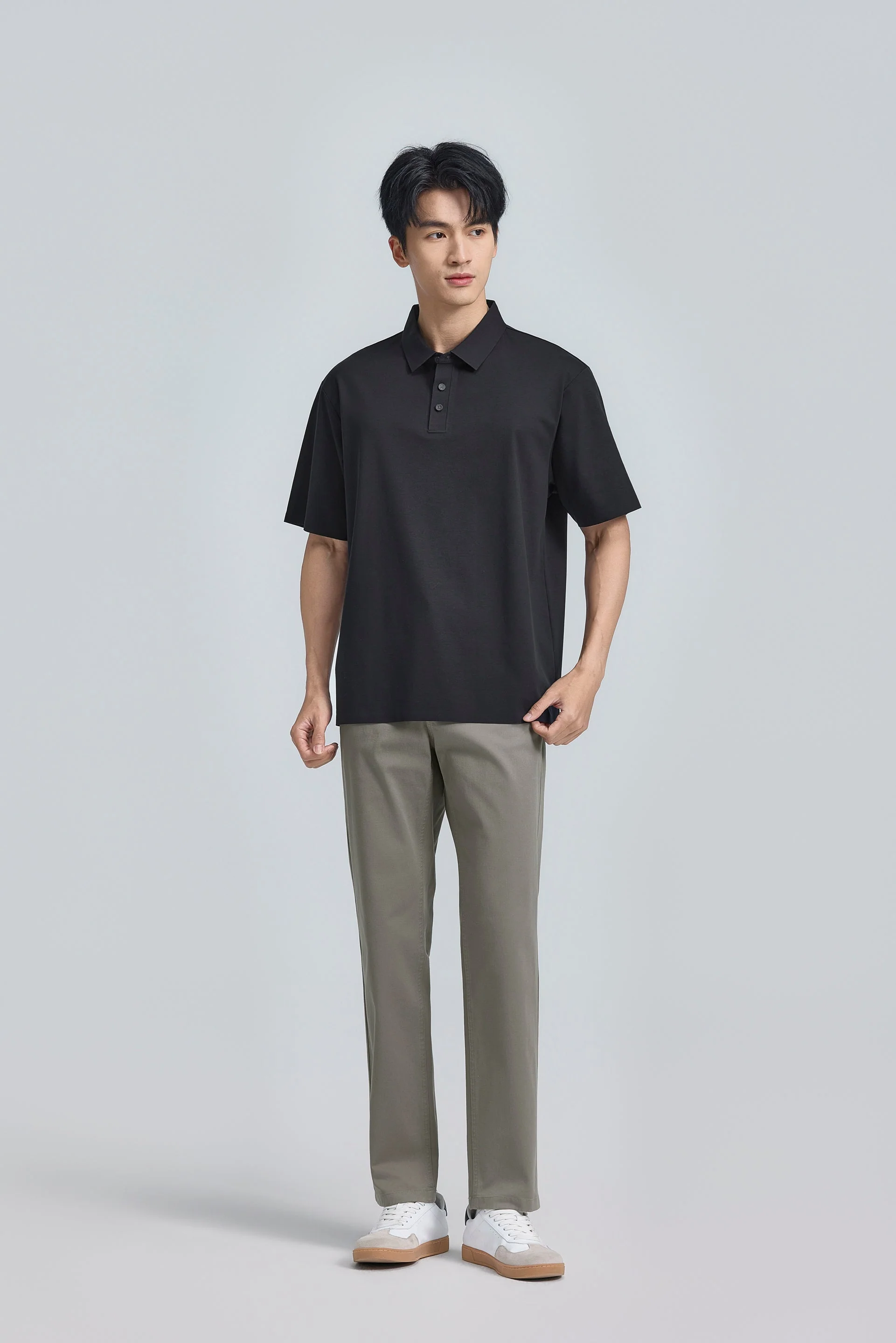 Seamless Stretch Polo – Black