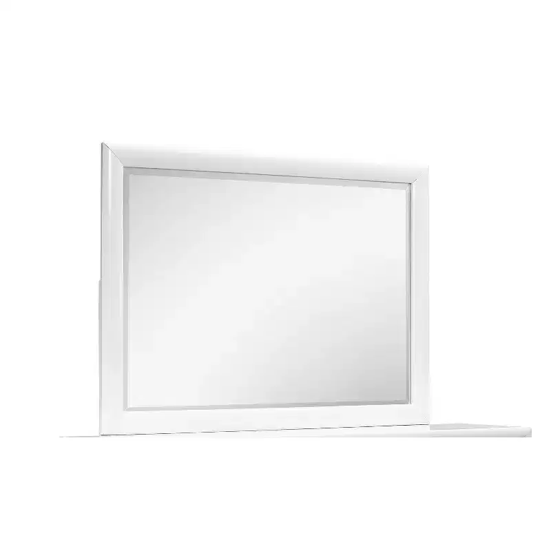 White Framed Mirror with Simple Contemporary Design Elegant Bedroom Accent for Dressers