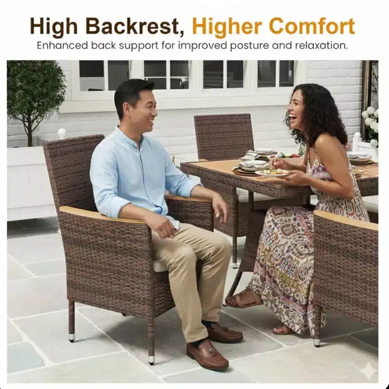 4-Piece All-Weather Rattan Patio Dining Chair