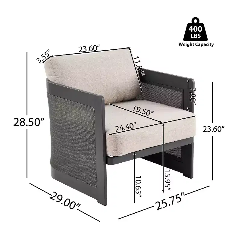 Christopher Knight Home Kamal Modern Patio Aluminum Olefin Upholstered Club Chairs with Cushion