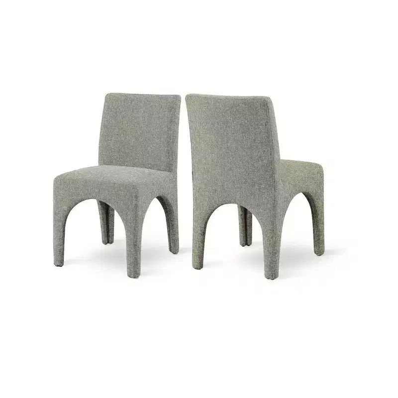 Meridian Furniture Gramercy Green Linen Textured Fabric Dining Chair, Set of 2