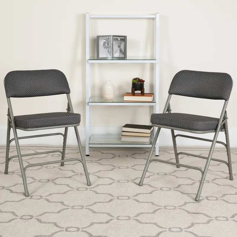 4 Pack Curved Triple Braced & Hinged Fabric Upholstered Metal Folding Chair