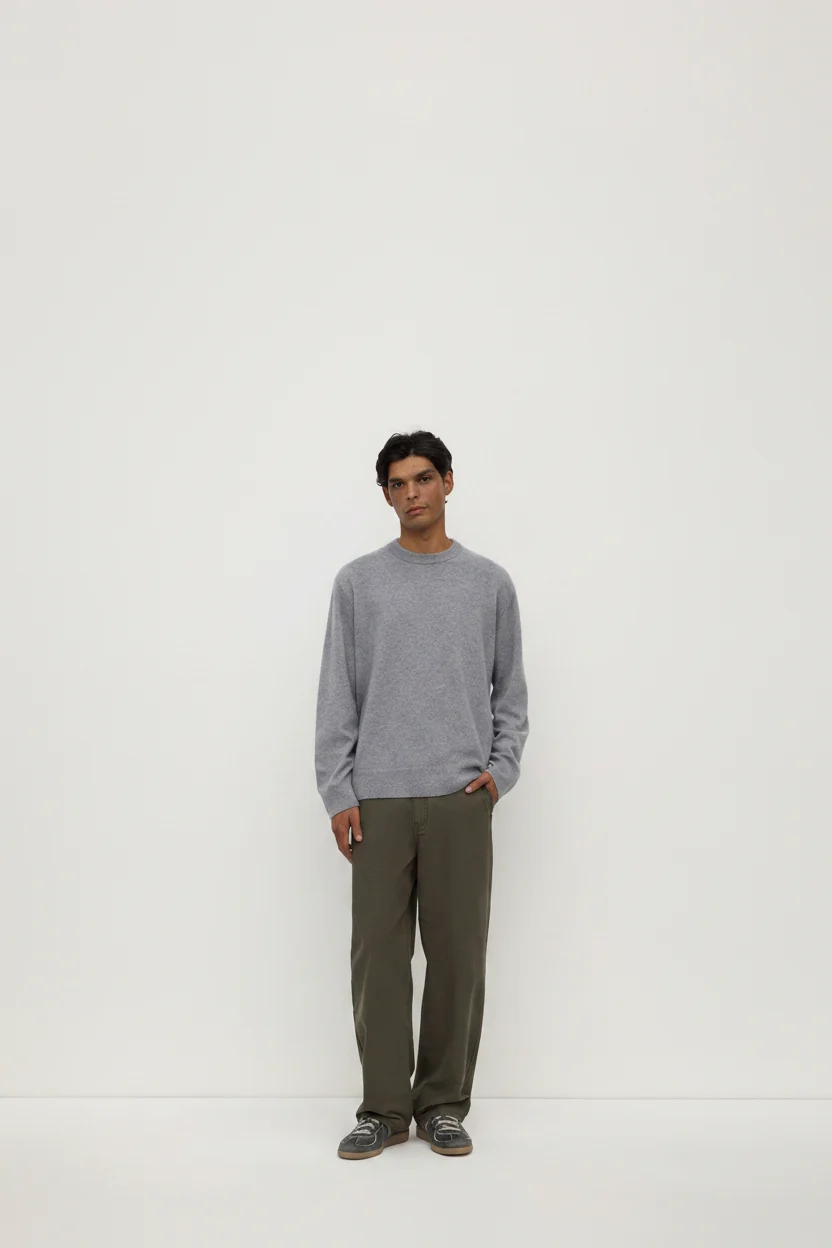 Grey Marle Crew Neck Cashmere Knit
