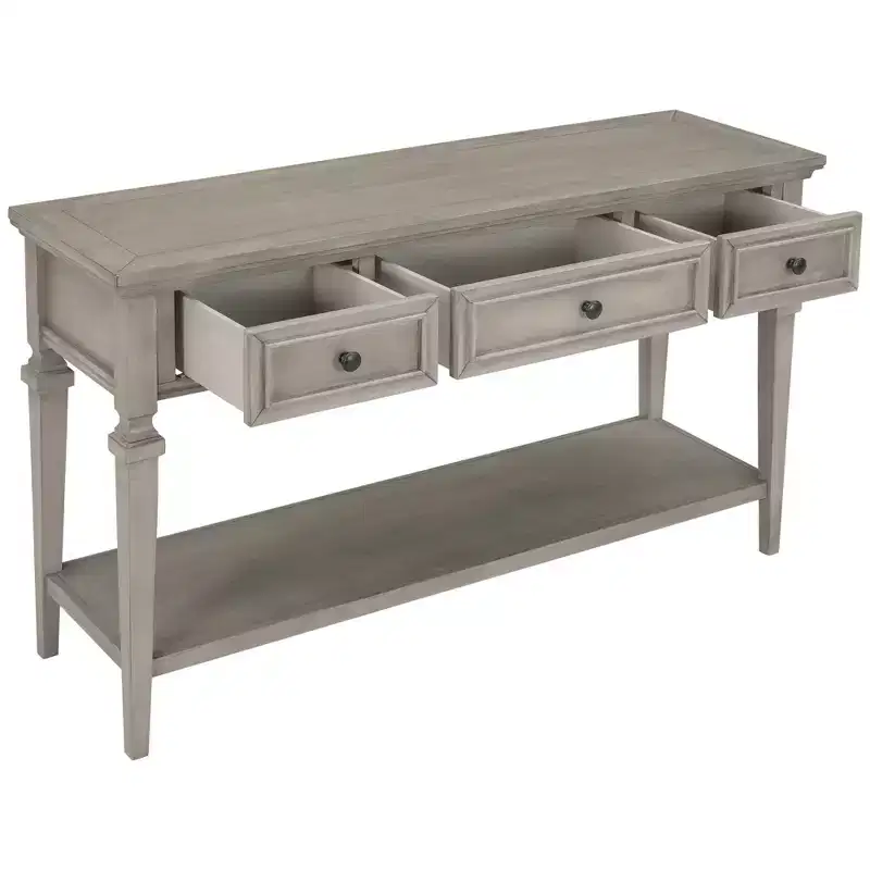 Whisen Classic Retro Style Console Table with 3-Top Drawers and Open Shelf