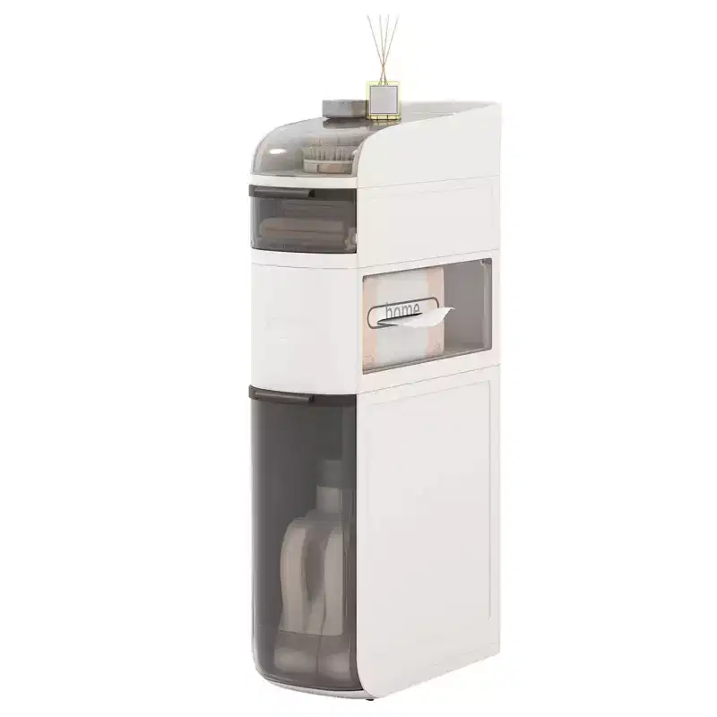 Costway 4-Tier Narrow Bathroom Storage Cabinet with Drawers Tissue Box Wheels for Kitchen