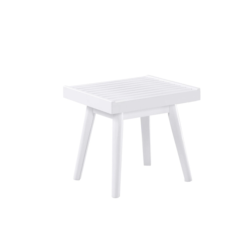 Roundhill Furniture Larwich Solid Wood Slatted Bench, White - 19W x 16.50D x 17.50H