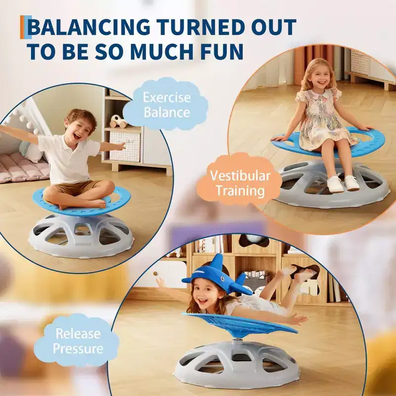Kids Sensory Swivel Chair, Spinning Chair with Safety Handle & Non-Slip Design, Training Body Coordination