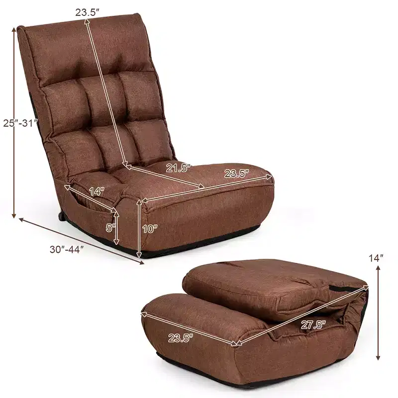 Costway 4-Position Adjustable Floor Chair Folding Lazy Sofa Cushioned Couch Lounger New