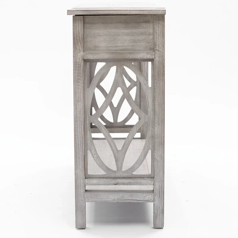 2-Drawer 1-Shelf Console Table, Grey Washed Wood, 32.7