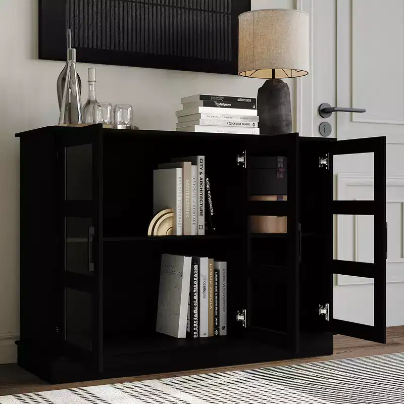 Modern Wood Sideboard Buffet Cabinet with Storage Doors for Dining Room