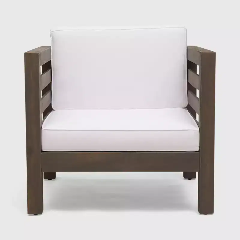 Oana 2pk Acacia Wood Club Chairs - Gray/White - Christopher Knight Home