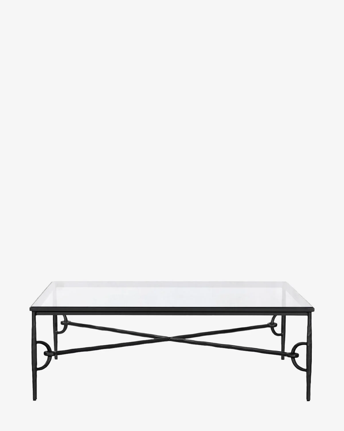 Modern Hammered Gunmetal & Tempered Glass Coffee Table with Slim Frame for Living Room