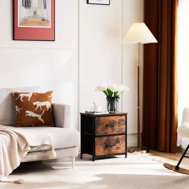 Metal Frame Dresser with Wood Top: 7 Drawers