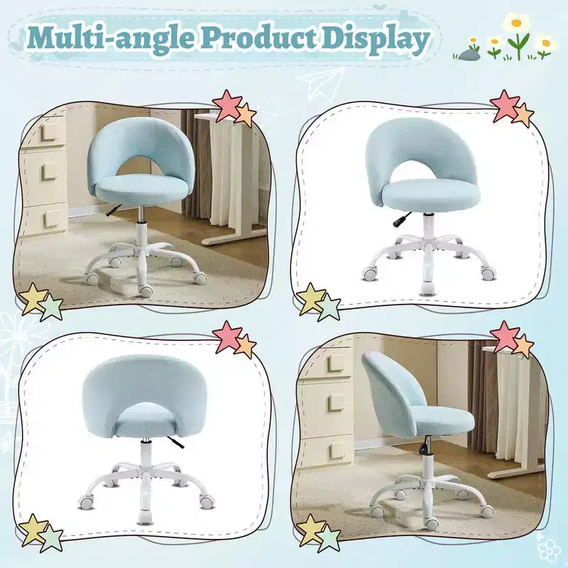Karl Home |24 W Light yellow Swivel Upholstered Cotton and Linen Office Chair