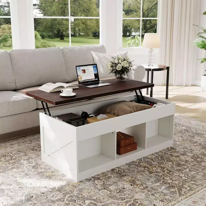 Farmhouse Lift Top Coffee Table - 2-in-1 Farmhouse Coffee Table with Storage,for Living Room Office
