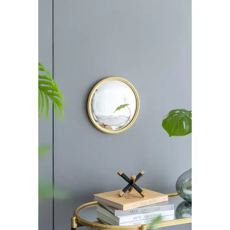 MAYEERTY D11 Round Mirror, Circle Mirror with Iron Frame for Living Room Bedroom Vanity Entryway Hallway, Gold