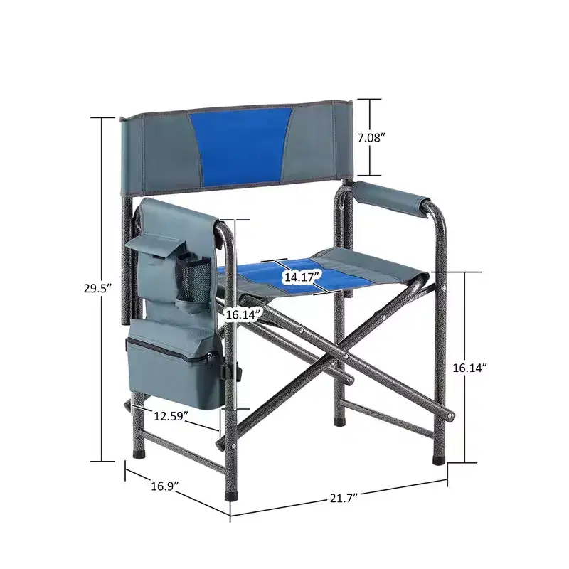 2-piece Padded Folding Outdoor Chair with Storage Pockets,Lightweight Oversized Directors Chair for indoor, Outdoor Camping