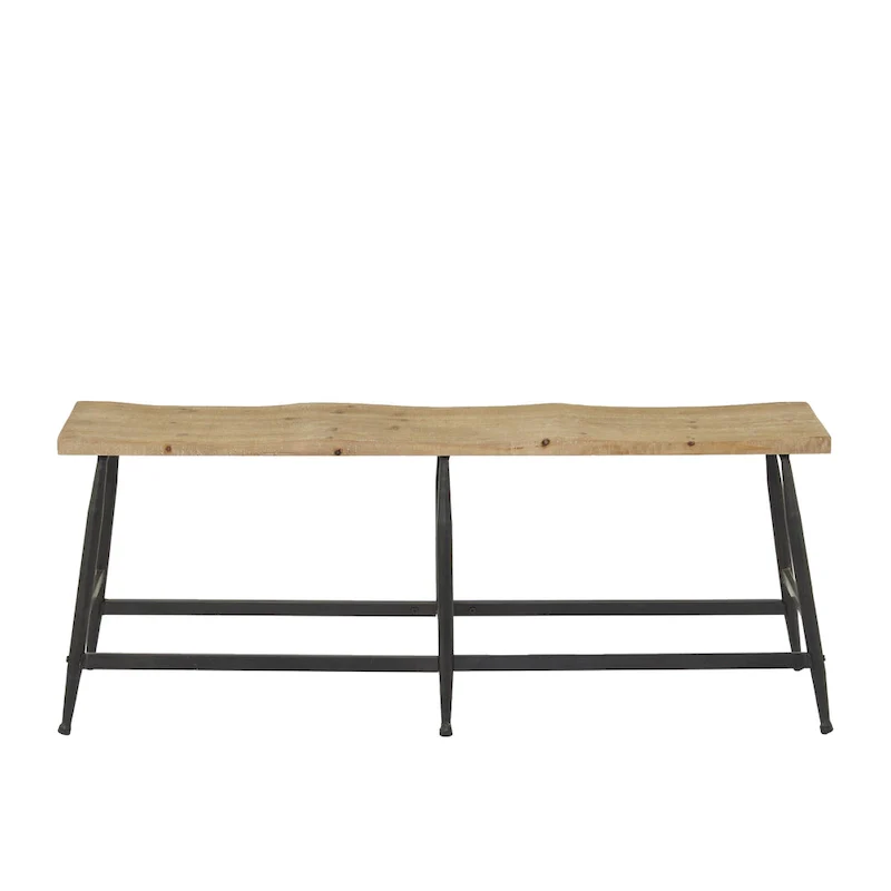 Metal Slim Home Bench - Brown
