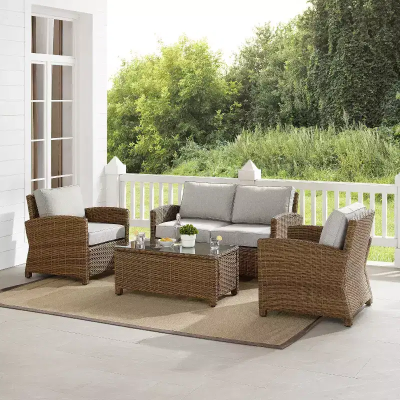 Bradenton 4pc Outdoor Wicker Conversation Set - Crosley