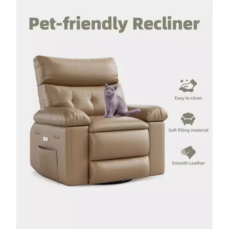 37.4 PU Leather Power Lift Recliner Chair, Adjustable Recliner, 1.5X Sponge Filling, Seat Width, Cup Holders, Ergonomic Single Sofa