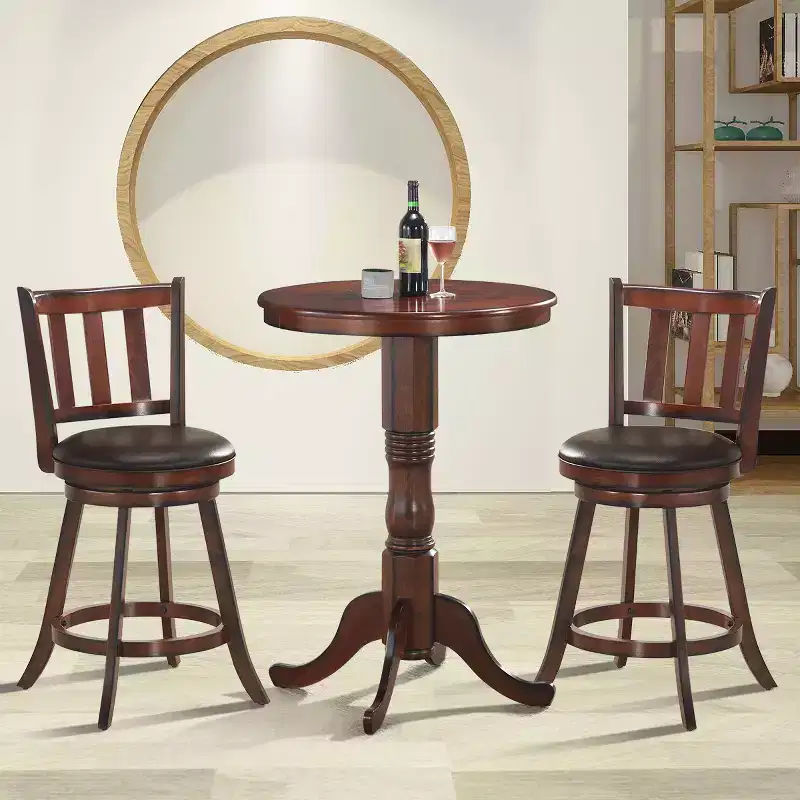 25'' Swivel Bar Stool Leather Padded Dining Kitchen Pub Bistro Chair High Back