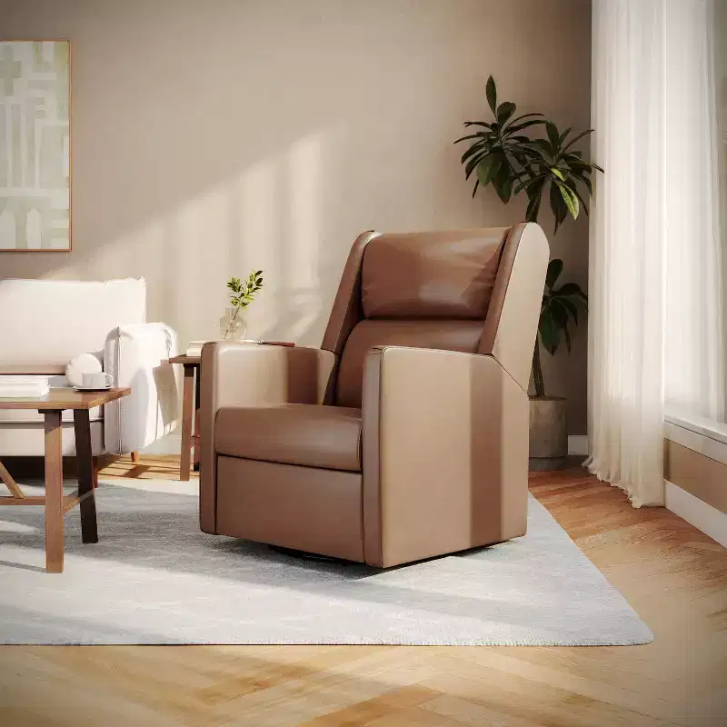 Flash Furniture Cash Swivel Glider Rocker Manual Recliner Chair, 270 Degree Swivel, USB/USB-C Charging Ports, Perfect for Living Room or Nursery
