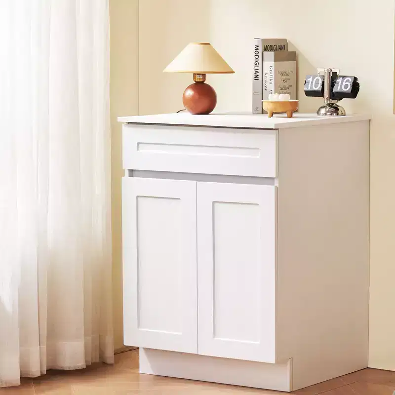 VEVOR Shaker Base Cabinet with Drawer, 24-Inch Unassembled Drawer Base Cabinet, 24 W x 24 D x 34.5 H Ready to Assemble Cabinet, White