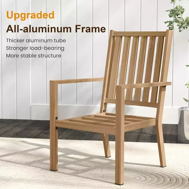 Set of 4 23 All-Weather Aluminum Patio Dining Chairs with Thick Cushions