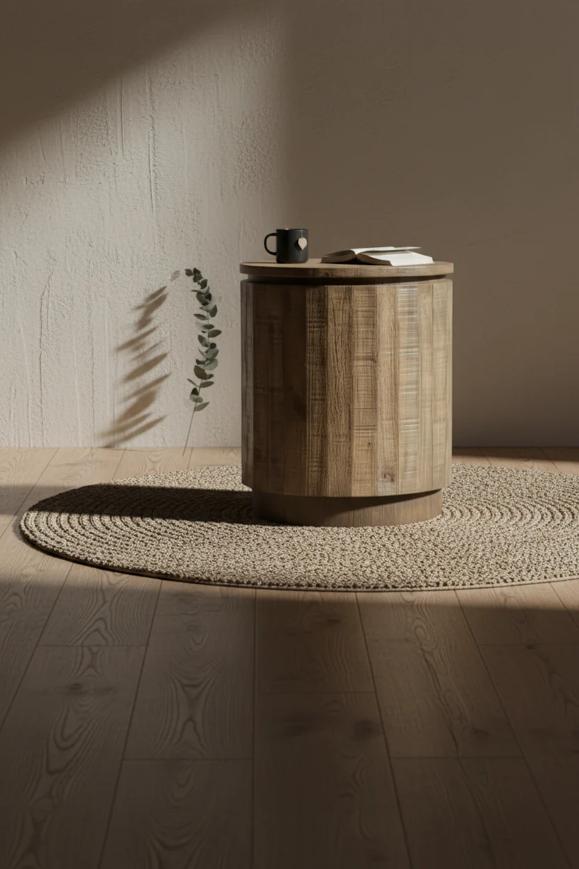 20 Round Rustic Pine End Table