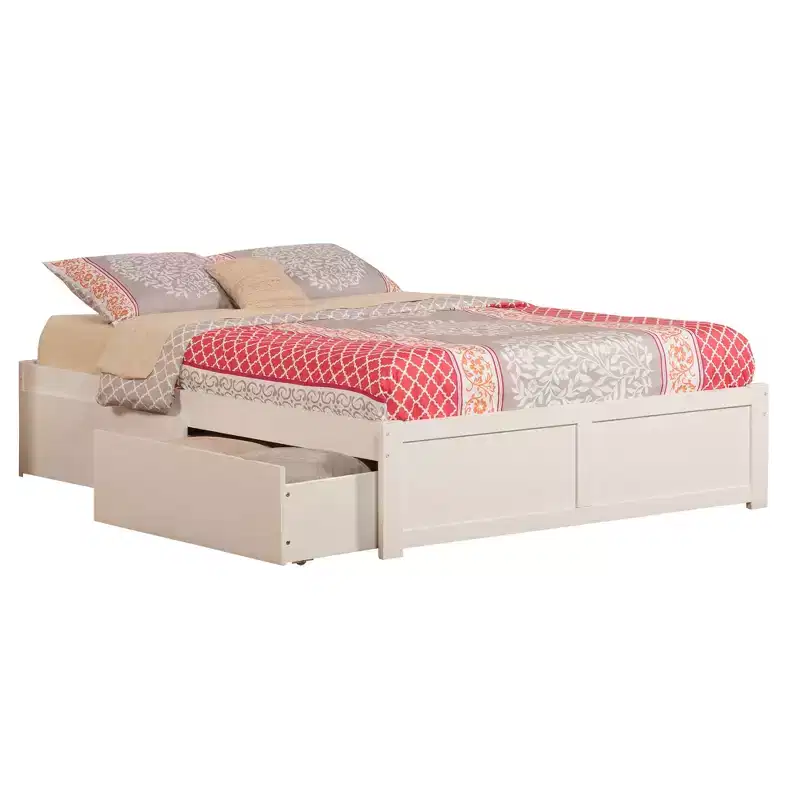 King Size Freestanding Headboard with Platform Bed Frame, White