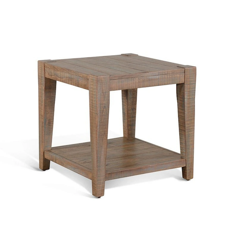 Lilly Side End Table, 1 Shelf, Light Brown Mahogany, 24 Inch Square