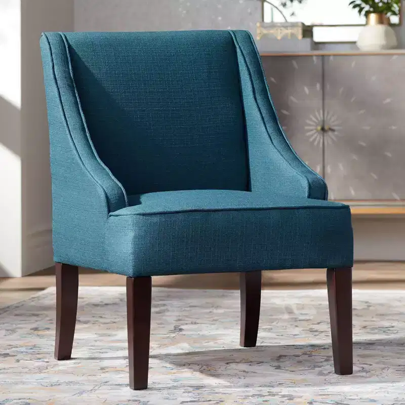 Elm Lane Dixon 35 1/4 Blue Fabric Swoop Arm Chair