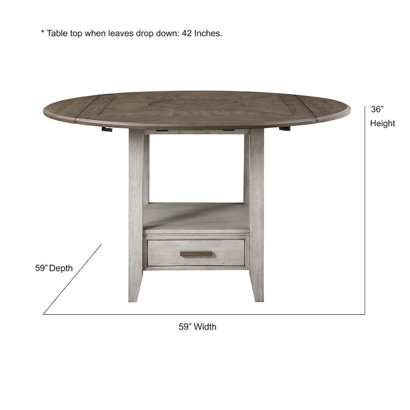 Two-tone Drop Leaf Counter Height Dining Table