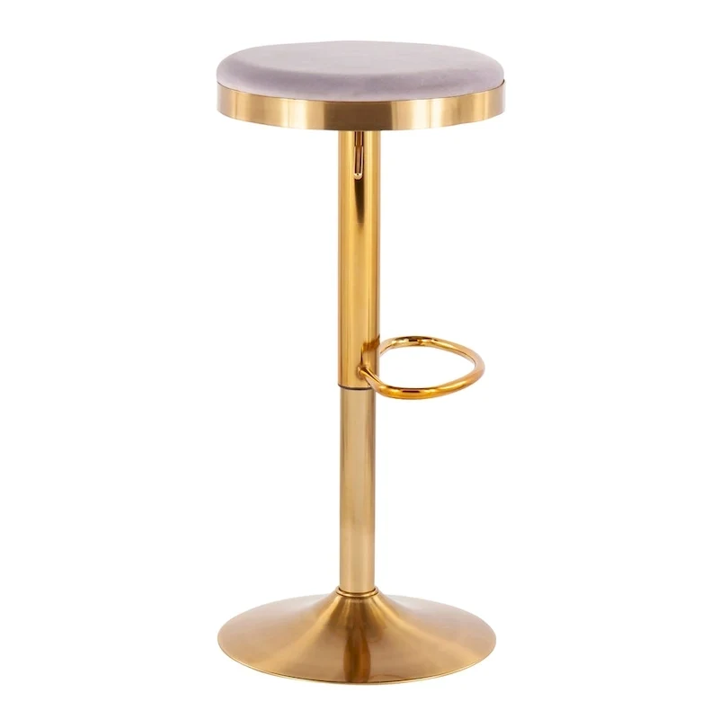 Set of 2 Counter Bar Stools | Gold Steel Frame | White Faux Leather | Adjustable Height