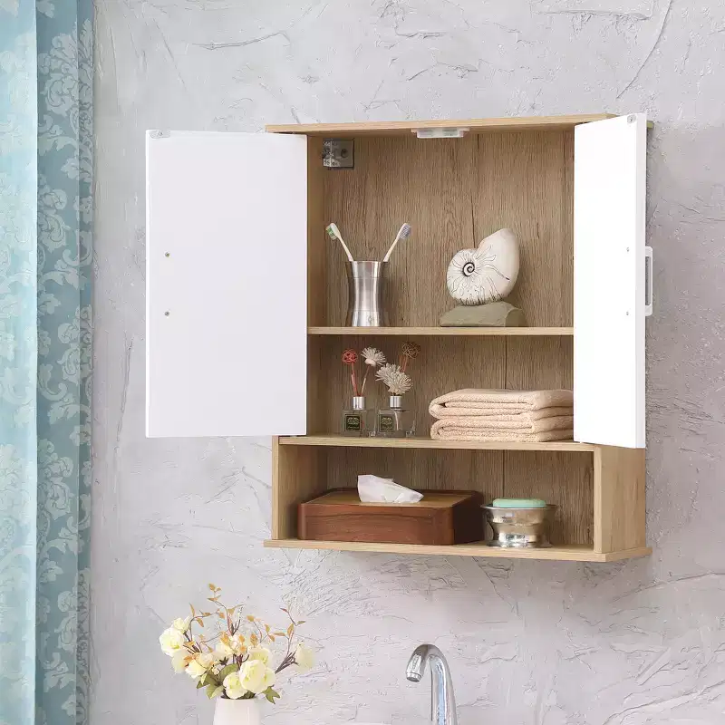 Leona Modern 23.6'' Wall Mounted Bathroom Cabinet with Patterned Doors and Adjustable Shelf