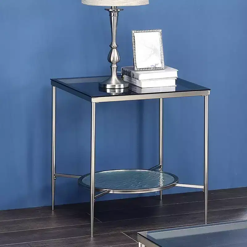 Acme Furniture Adelrik Accent Glass Table Chrome Finish