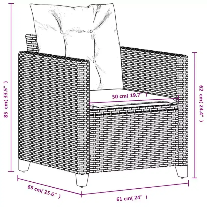 vidaXL Garden Chair Grey PE rattan, powder-coated steel, solid acacia wood