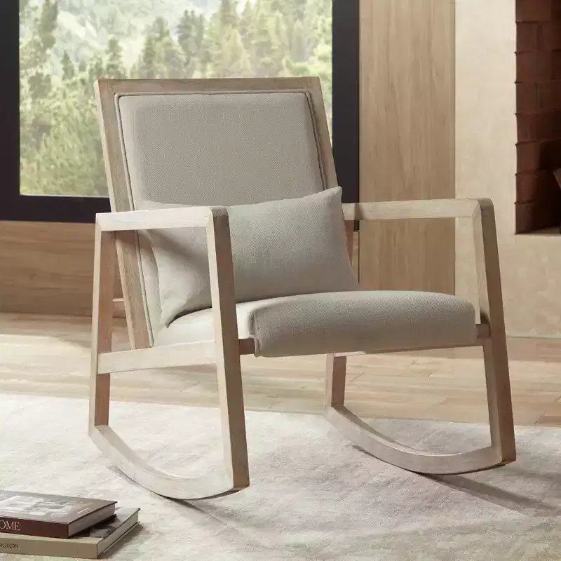 Studio 55D Ava Light Cream and Wash Wood Modern Rocking Chair