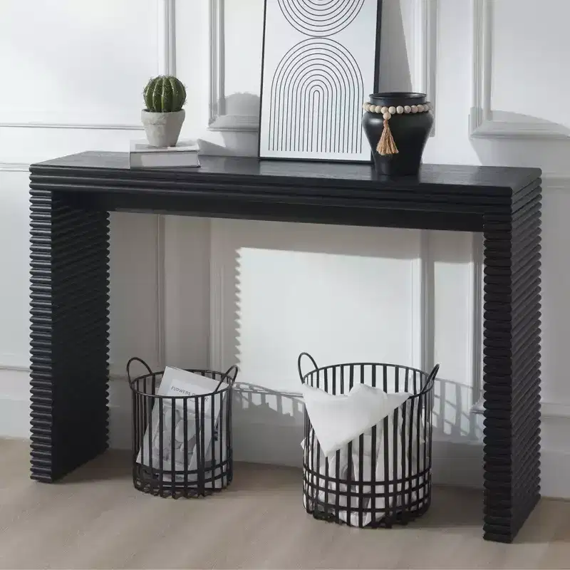 Modern Console Table with Ribbed Base