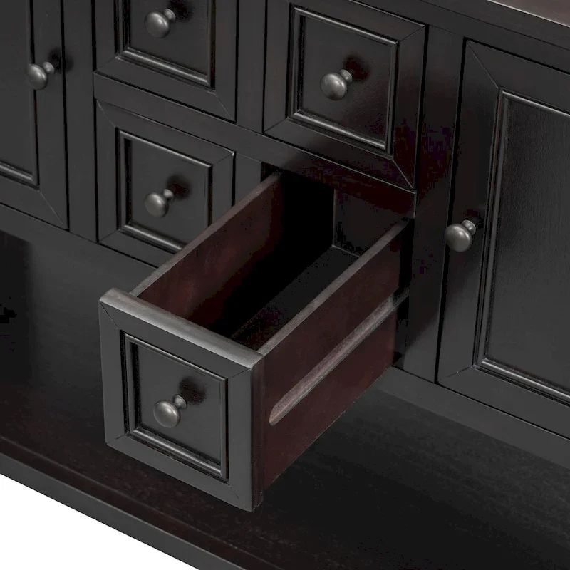 Retro Sideboard Console Table with Drawers and Bottom Shelf