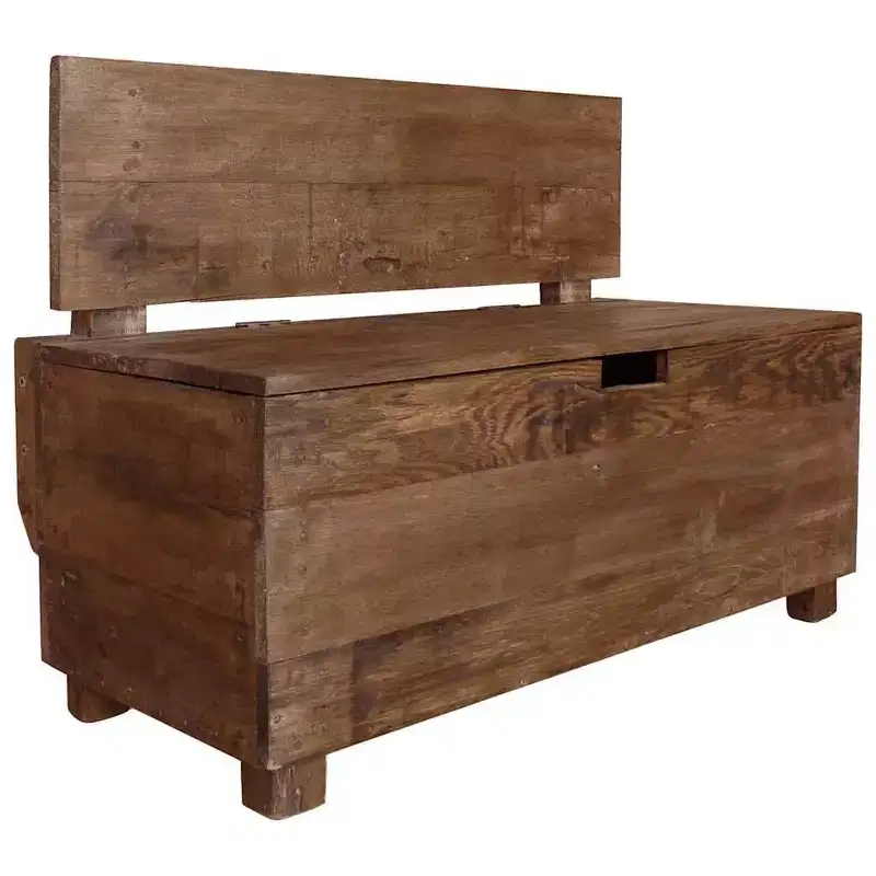 Solid Mahogany Wood Storage Bench, 33.9