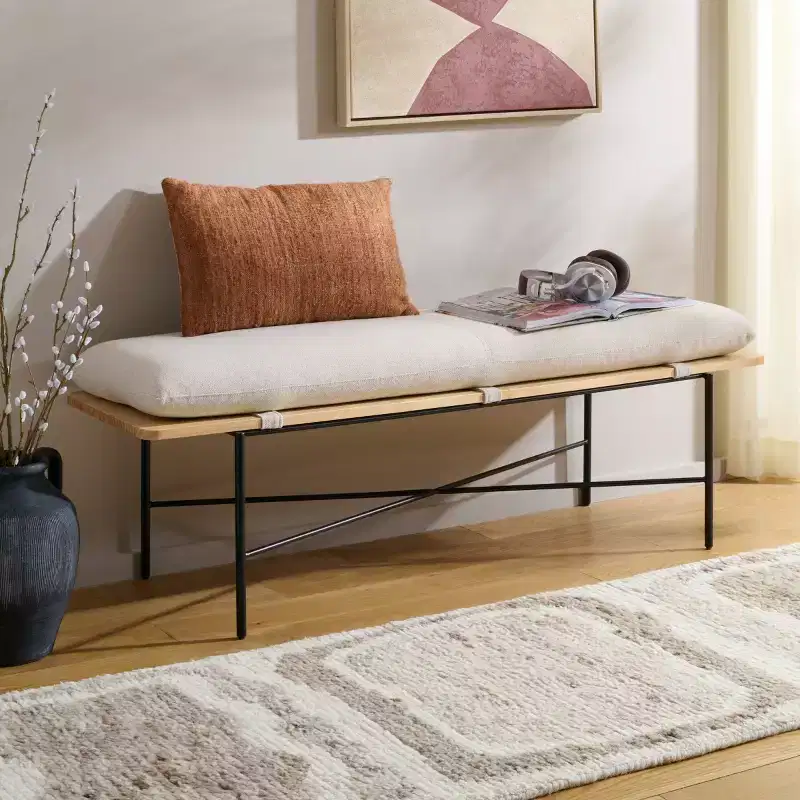 Emric Bench - BCH5201 - Creme/Black - Safavieh