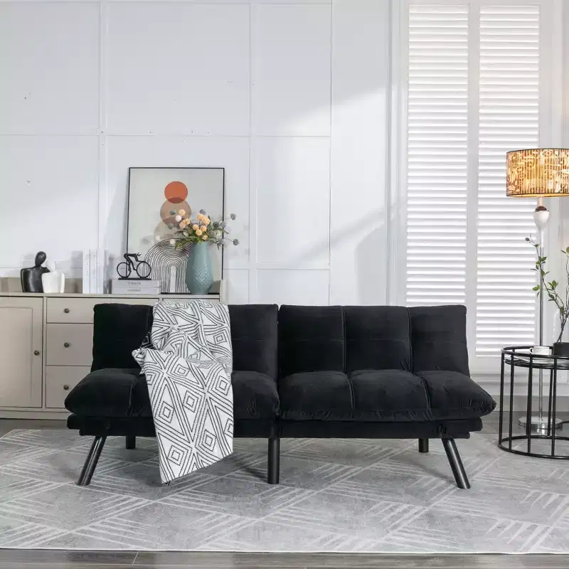 Okak Modern Sofa Bed Futon Couch, Convertible Small Sleeper Sofa Bed Loveseat Recliner for Small Apartments, living Room