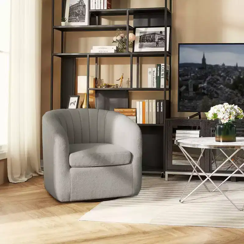 28.75 Monroe Faux Shearing Swivel Tub Chair - Teamson Home