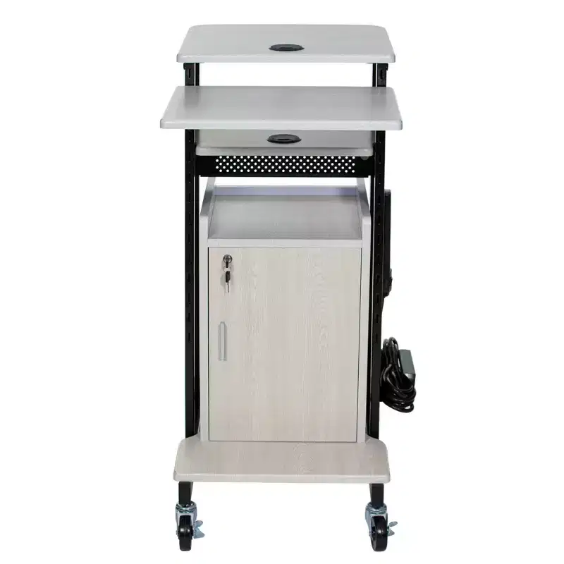 Premium Plus Presentation Cart with Cabinet & Adjustable Shelves - Hampden Furnishings: Mobile AV Equipment Stand