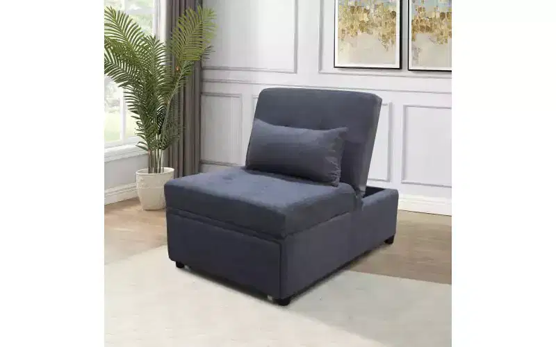 4 in 1 Adjustable Footstool Bed Stool Guest Sofa Chair, Modern Sleeper Sofa Guest Bed with Adjustable Backrest and Pillow