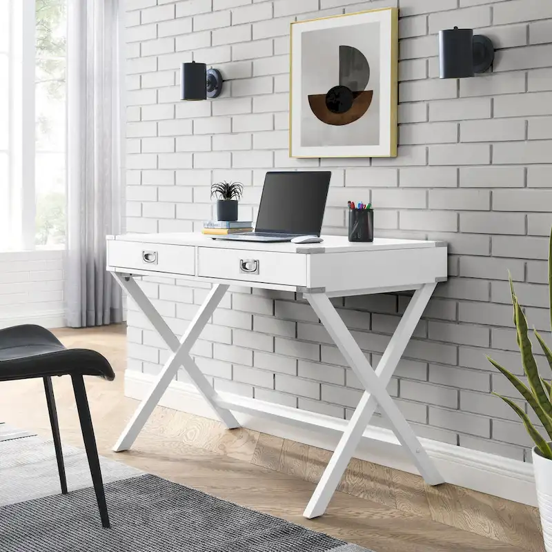 Solid Wood Computer Desk with Drawers