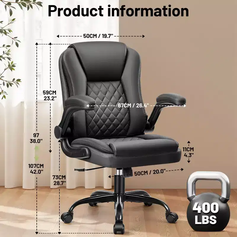 KERDOM Executive Office Chair Leather Ergonomic Office Chair Desk Chair with Wheels